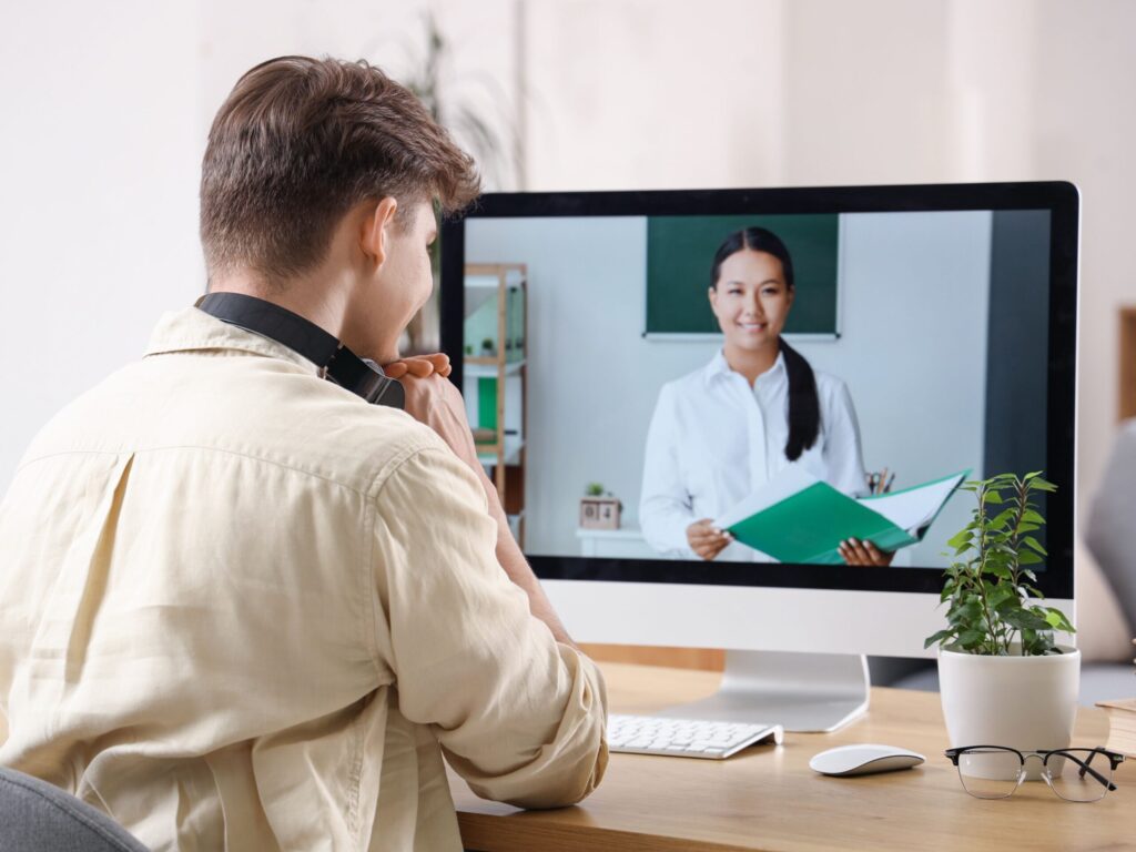 Engineer taking an online course to develop professional and technical skills.